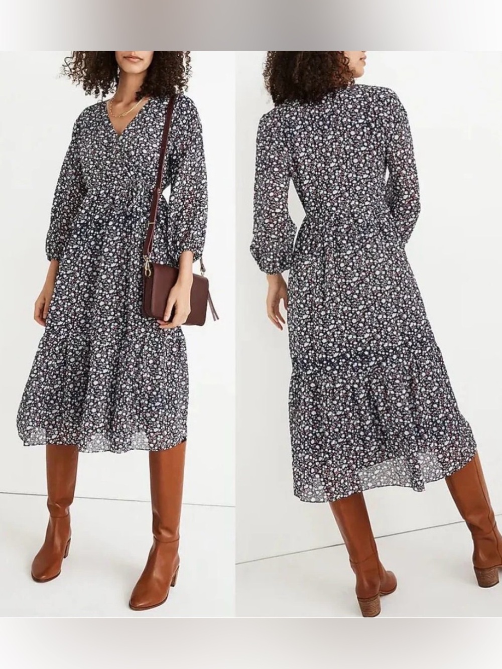 Madewell Tie-Waist Midi Dress in Harvest Vine